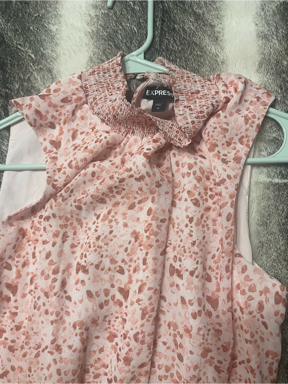Express Sleeveless Pink Floral Smocked Tiered Dress - Picture 2 of 3